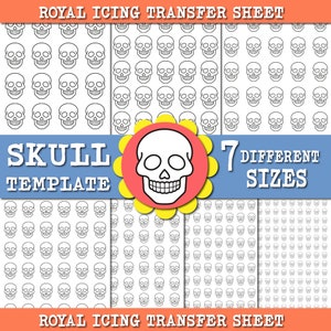 SKULL Royal Icing Transfer Sheets Bundle, Halloween Cookies, Halloween Royal Icing transfer Template, Cookie Transfer Sheet, Skull Template