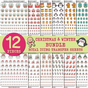 Christmas Royal Icing Transfer Sheets Bundle, Christmas Cookies, Royal Icing transfer Template, Cookie Transfer Sheet Gingerbread Elf Pdf