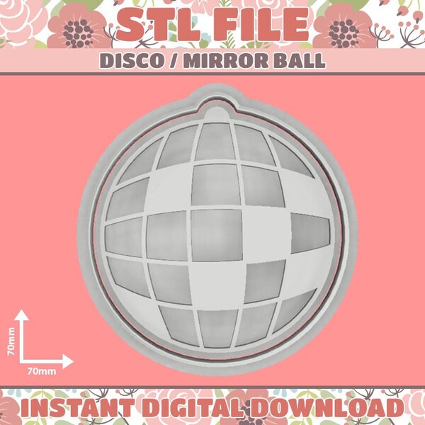 DIGITAL STL FILE - Disco / Mirror Ball Cookie Cutter and Fondant Stamp