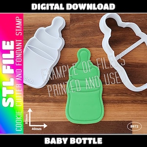 DIGITAL STL FILE - Baby Bottle Cookie Cutter and Fondant Stamp