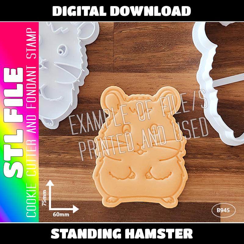 DIGITAL STL FILE - Hamster / Guinea Pig Cookie Cutter and Fondant Stamp