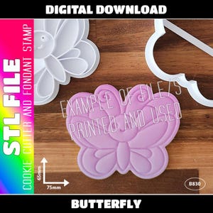 DIGITAL STL FILE - Butterfly Cookie Cutter and Fondant Stamp