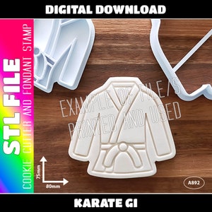 DIGITAL STL FILE - Karate Gi Cookie Cutter and Fondant Stamp