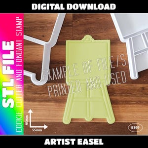 DIGITAL STL FILE - Artist Easel Cookie Cutter and Fondant Stamp