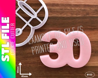 DIGITAL STL FILE - Number 30 Cookie Cutter