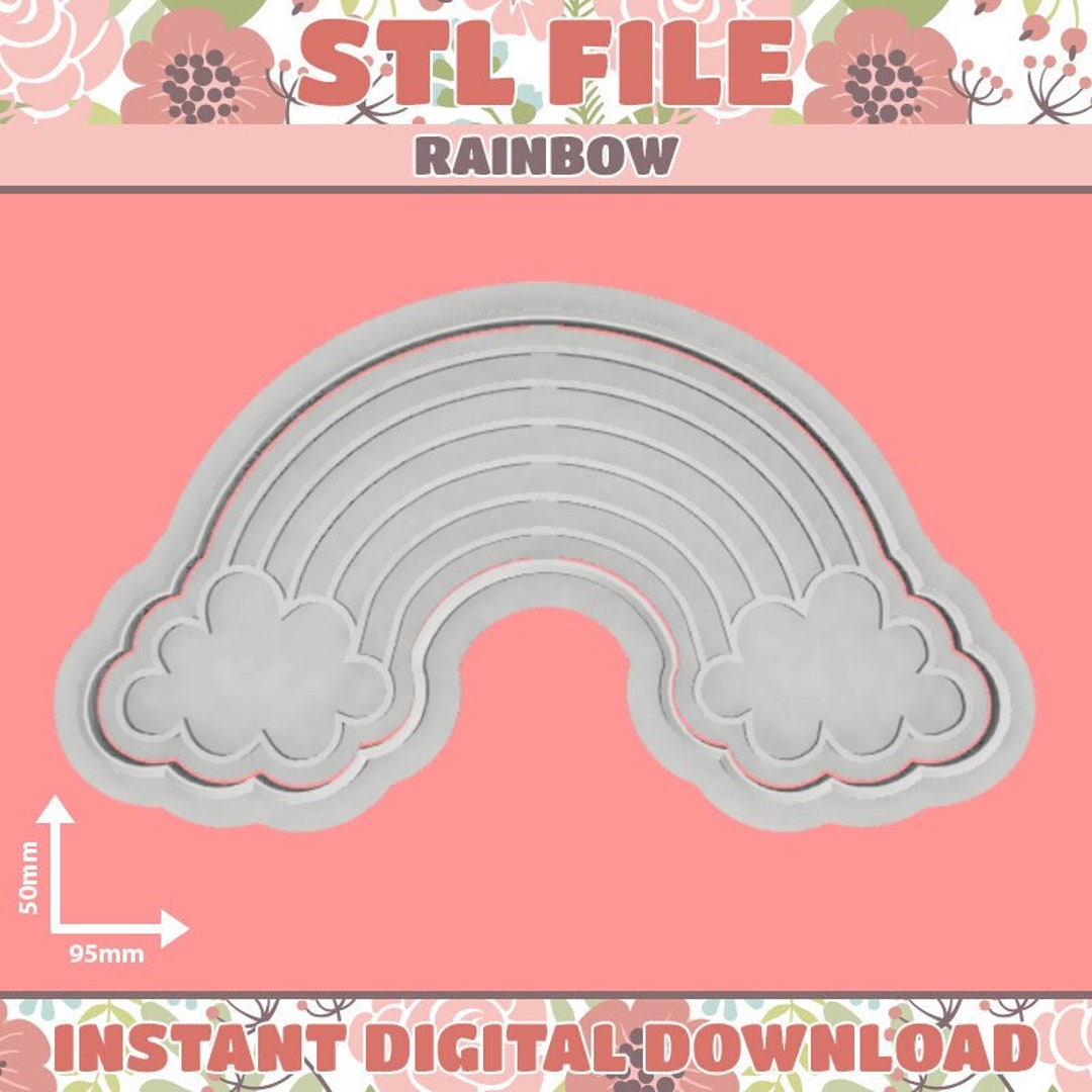 DIGITAL STL FILE Rainbow Cookie Cutter and Fondant Stamp - Etsy