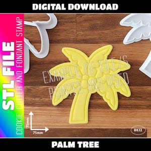 DIGITAL STL FILE - Palm Tree Cookie Cutter and Fondant Stamp