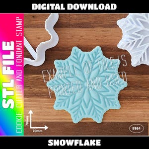 DIGITAL STL FILE - Snowflake Cookie Cutter and Fondant Stamp