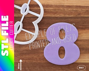 DIGITAL STL FILE - 8cm / 80mm High Bubble Style Number Eight (8) Cookie Cutter