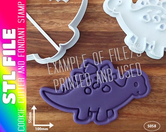 DIGITAL STL FILE - Stegosaurus Dinosaur Cookie Cutter and Fondant Stamp