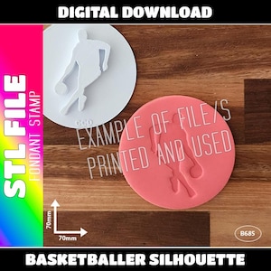 DIGITAL STL FILE - Basketball Player / Basketballer Silhouette Fondant Stamp