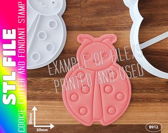 DIGITAL STL FILE - Cute Ladybird / Ladybug Cookie Cutter and Fondant Stamp