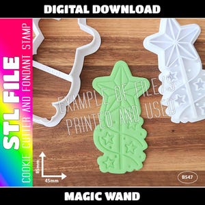 DIGITAL STL FILE - Fairy / Magic Wand Cookie Cutter and Fondant Stamp