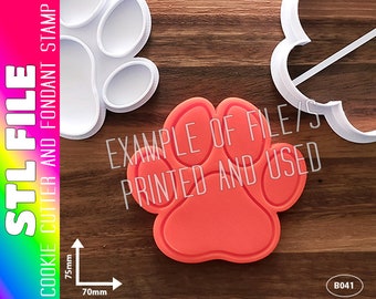 DIGITAL STL FILE - Paw Print Cookie Cutter and Fondant Stamp