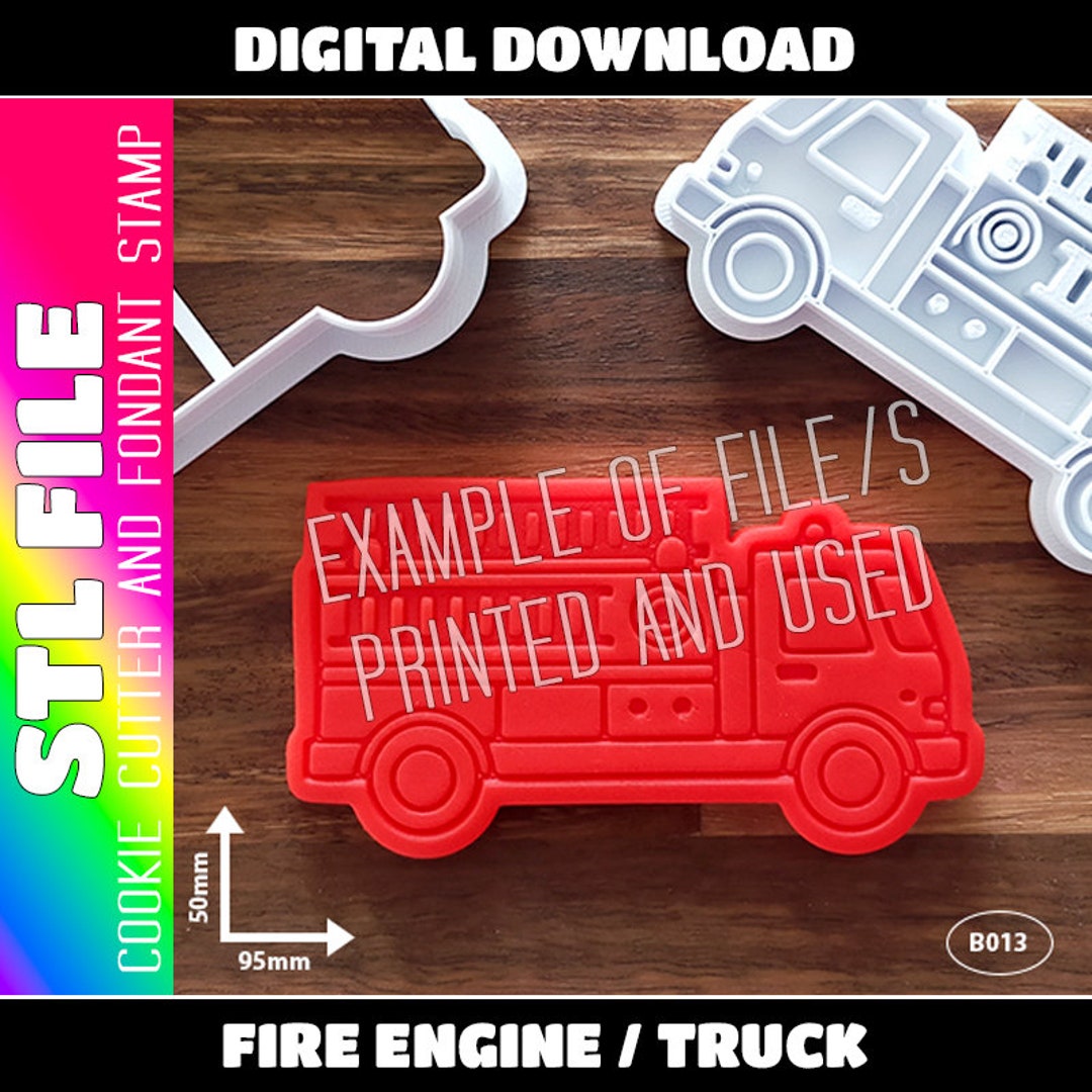 DIGITAL STL FILE - Fire Engine / Truck Cookie Cutter and Fondant Stamp ...