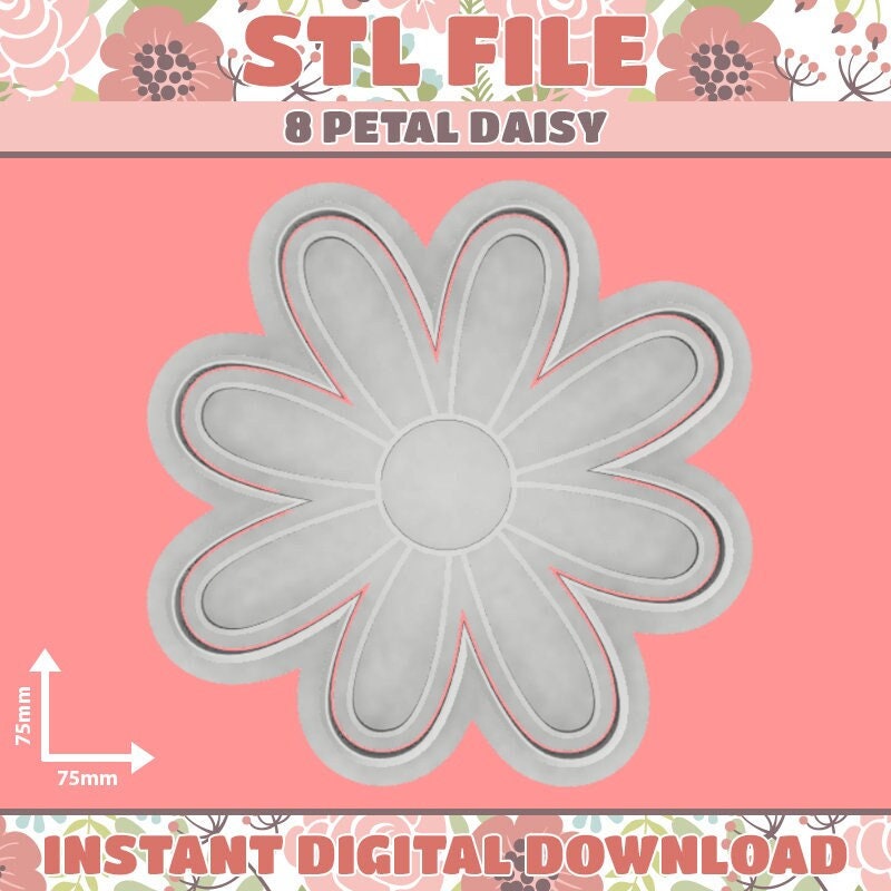 Daisy Metal Design Stamp, April Birth Month Flower, 8mm - Beaducation Original