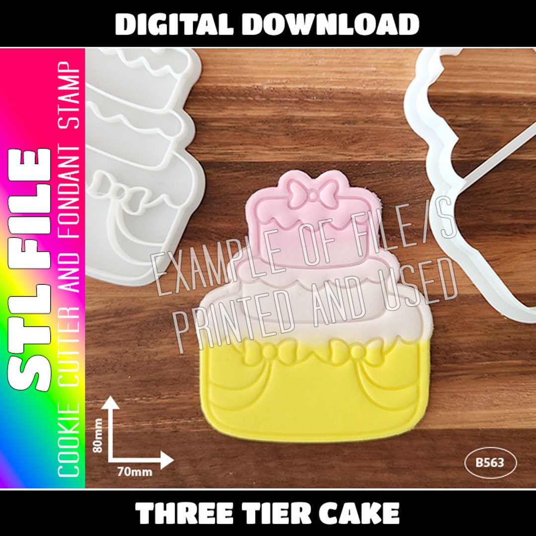 DIGITAL STL FILE Three Tier Cake Cookie Cutter and Fondant Stamp - Etsy