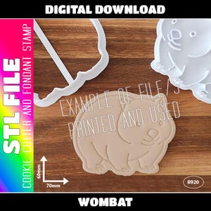DIGITAL STL FILE - Wombat Cookie Cutter and Fondant Stamp