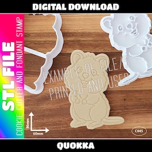 DIGITAL STL FILE - Quokka Cookie Cutter and Fondant Stamp