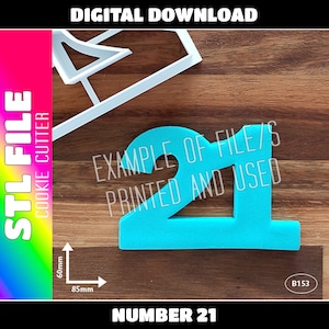DIGITAL STL FILE - Number 21 Cookie Cutter