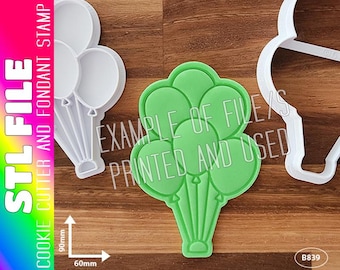 DIGITALE STL-DATEI - Bündel von Ballons Cookie Cutter und Fondant Stempel