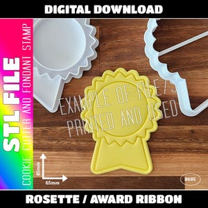 DIGITAL STL FILE - Rosette / Award Ribbon Cookie Cutter and Fondant Stamp
