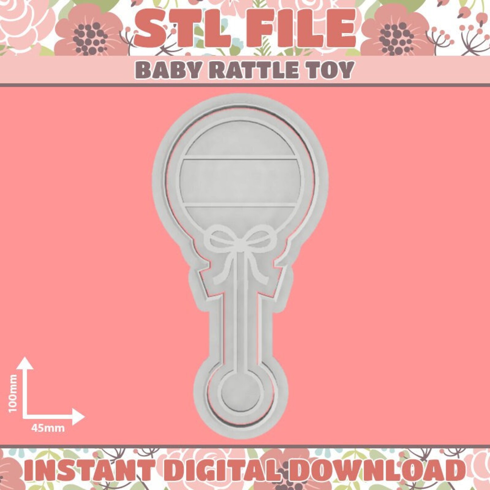 DIGITAL STL FILE Baby Rattle Cookie Cutter and Fondant Stamp Etsy