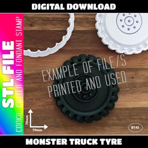 DIGITAL STL FILE - Truck Tyre / Tire Cookie Cutter and Fondant Stamp