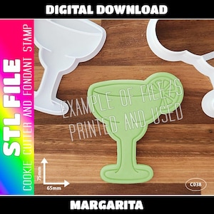 DIGITAL STL FILE - Margarita Drink Cookie Cutter and Fondant Stamp