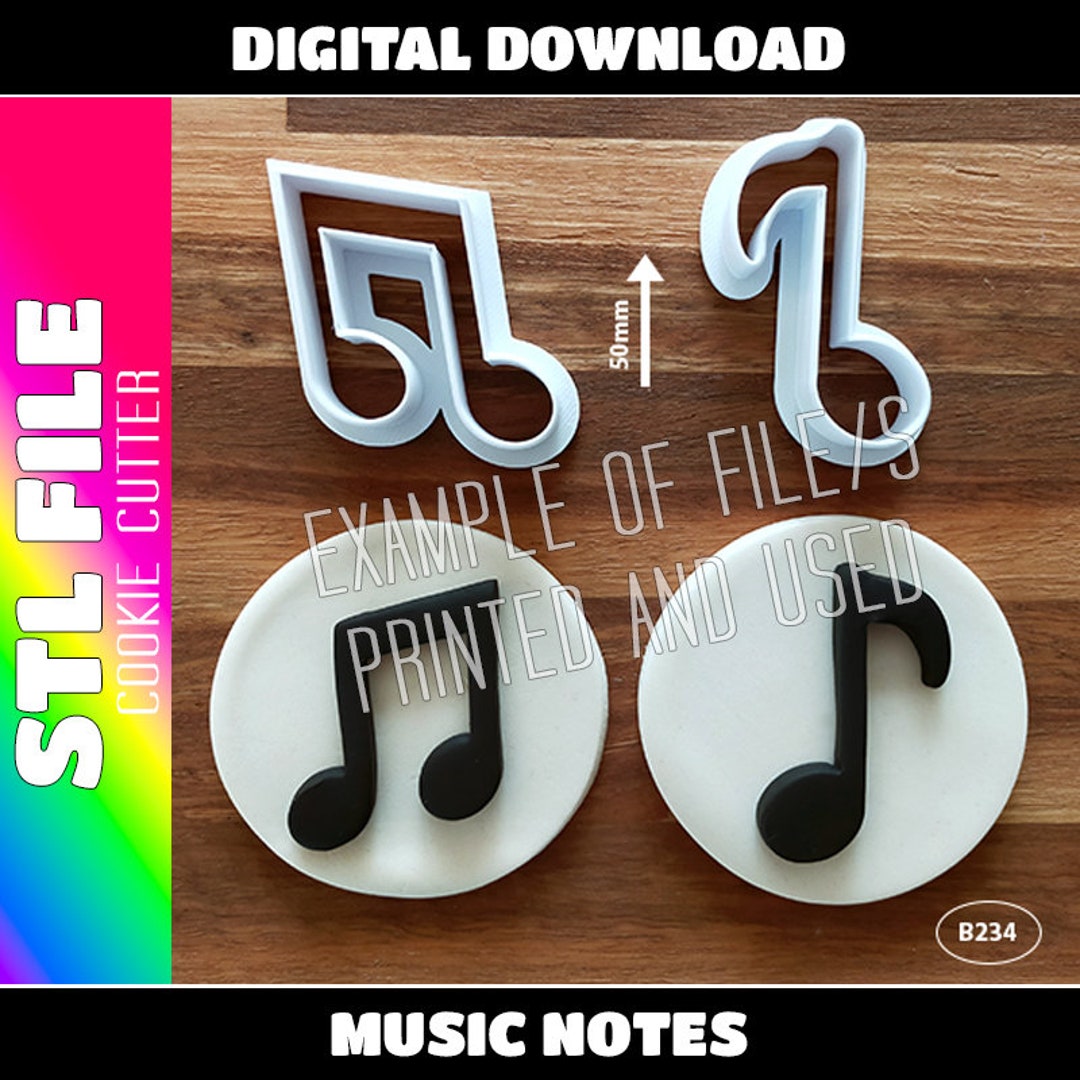Music Notes Stl File DIGITAL STL FILE - Set of Two (2) Music Note Cookie Cutters - Etsy