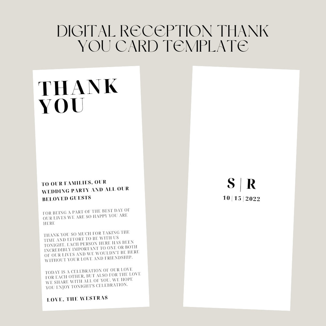 Minimalist Wedding Table Thank You and Place Card Template - Etsy