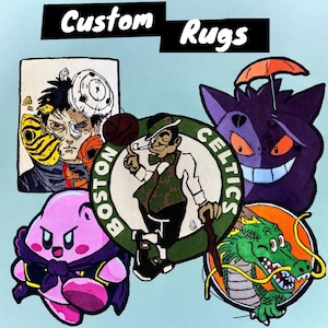 Custom Rug - Anime Rug - Pet Rug - Sports Rug - Unique Handmade Floor Decor - Customizable Sizes and Designs