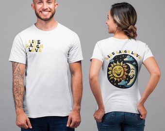 Leben, lachen, Liebe Sonne und Mond T-Shirt, Mond, Sonne Mond T-Shirt, Sonne T-Shirt, Mond T-Shirt, tägliches T-Shirt, spirituelles T-Shirt, Selbstliebe