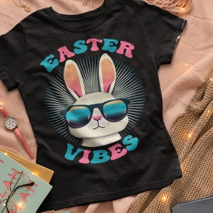 Youth Easter Vibes T Shirt, Bunny Shirt, Cute Easter Bunny T-Shirt, Happy Easter, Shirt with Bunnies, Easter Gift, Happy Easter