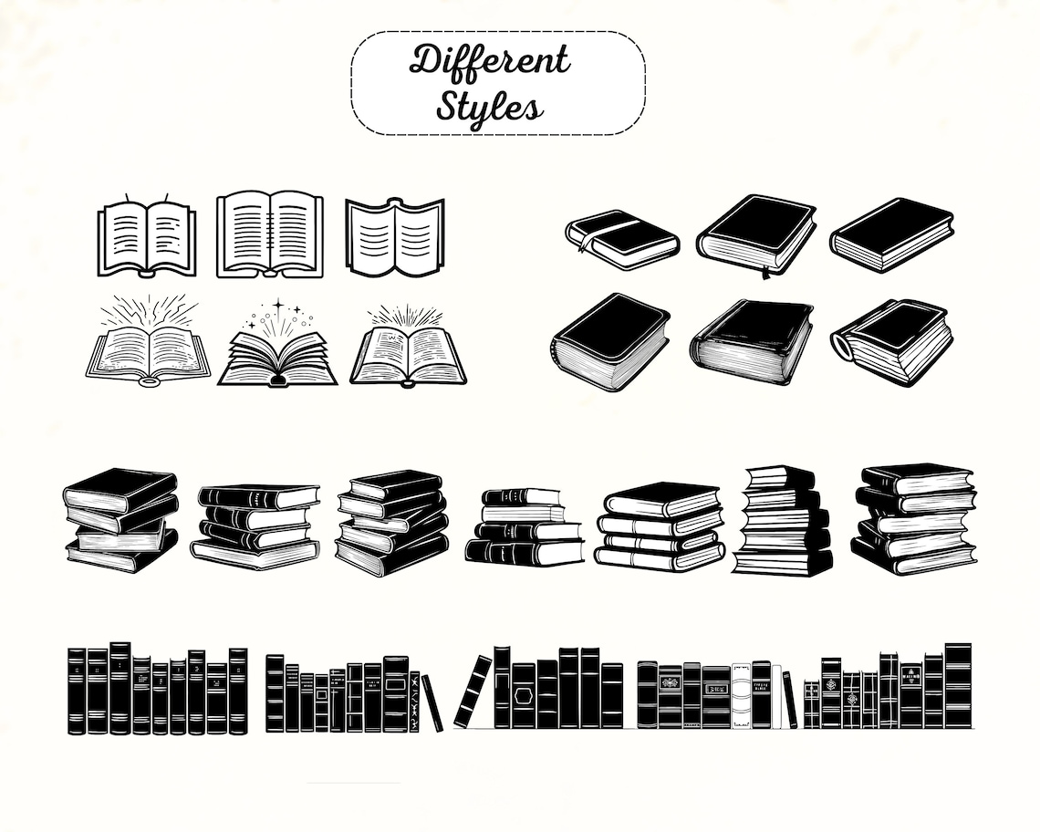 Books SVG Bundle, Books Vector Silhouette, Stacked Books SVG, Book Cut ...