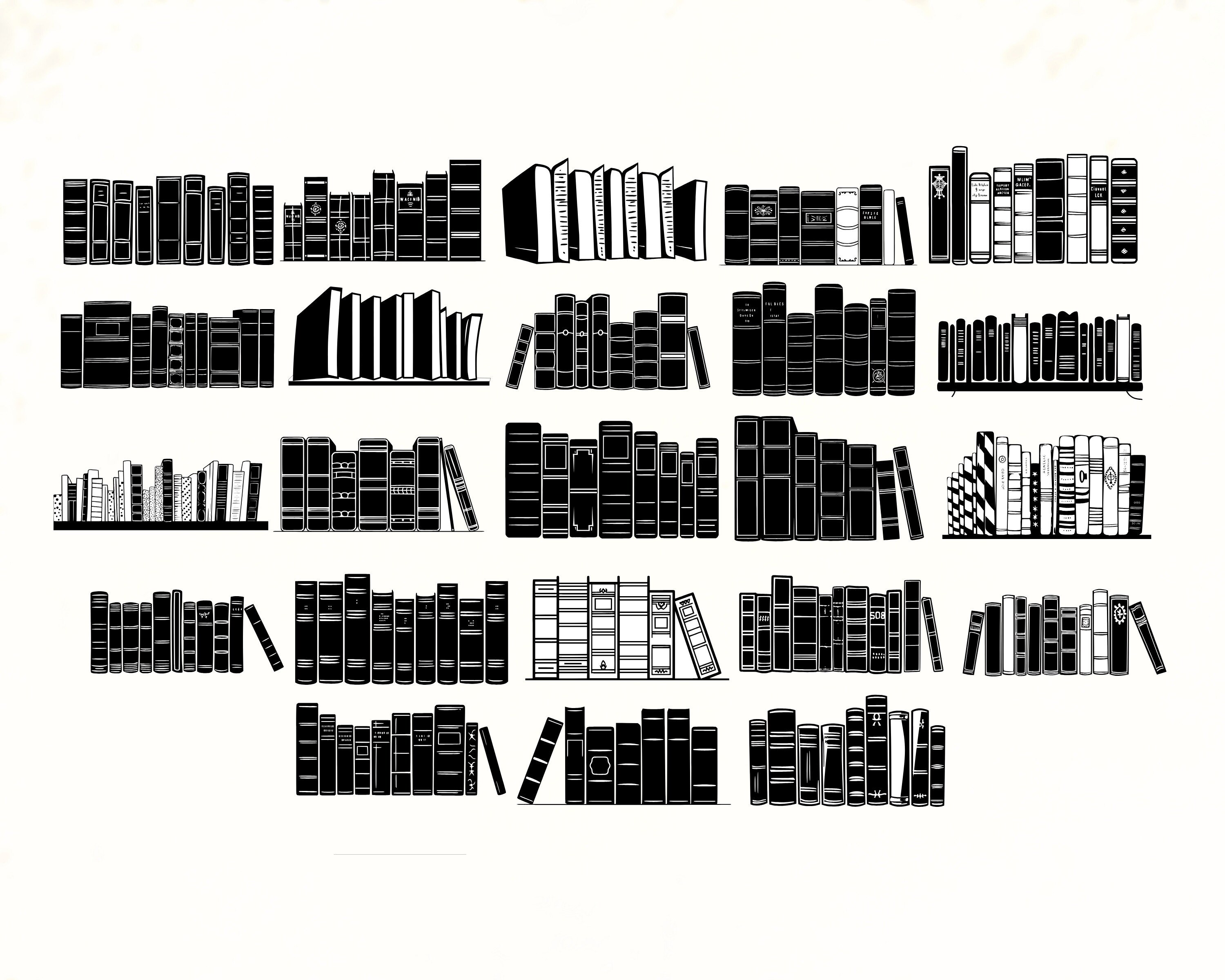 Book Rows Svg Books SVG Bundle, Books Vector Silhouette, Stacked Books SVG, Book Cut ...