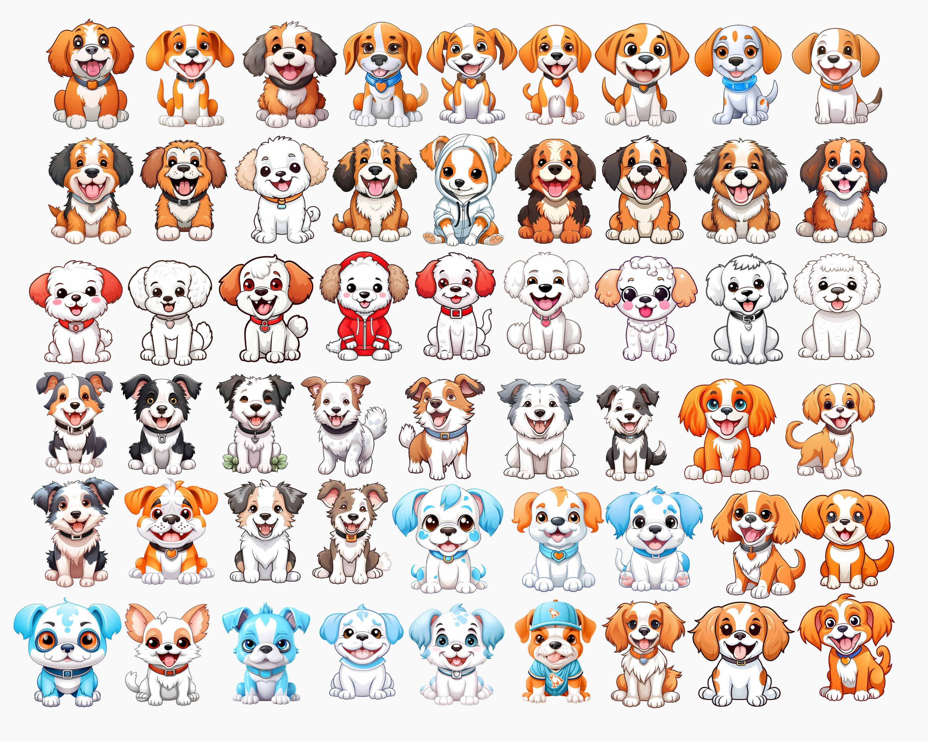Dog Clipart Bundle PNG, Cute Dogs Cartoon, Cute Dogs Bundle, Dogs PNG ...