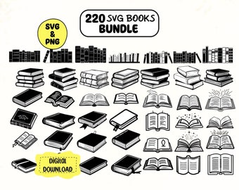 Books SVG Bundle, Books Vector Silhouette, Stacked Books SVG, Book Cut files, Books for Cricut, Book Svg Cut Files | Instant Download
