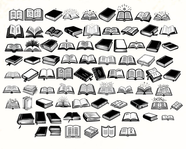 Book Rows Svg Books SVG Bundle, Books Vector Silhouette, Stacked Books SVG, Book Cut ...