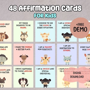 48 cartes d'affirmation imprimables pour les enfants V3 | Affirmations positives magiques pour les enfants | Boostez la confiance, la joie et la positivité| Téléchargement numérique