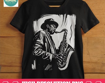 Jazz Saxophone Player SVG: Vintage Music Art (Digital Download)