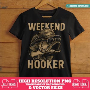Funny Fishing Clipart: Bass Fish Design for Men (Digital Download)