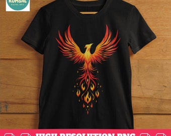 Fiery Phoenix SVG Design: Rising Bird PNG, Vector File (Digital Download)