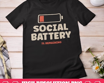 Gráfico SVG de batería social para introvertidos: batería baja (descarga digital)