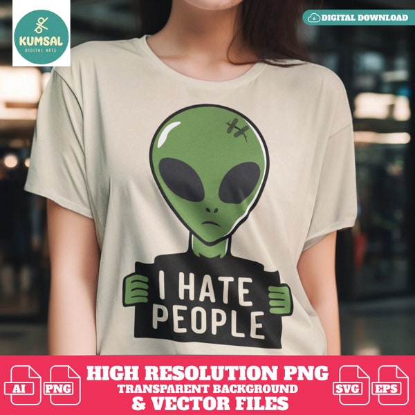 Stitched Alien Portrait - Whimsical Extraterrestrial Design | Available in PNG, EPS, Ai, SVG