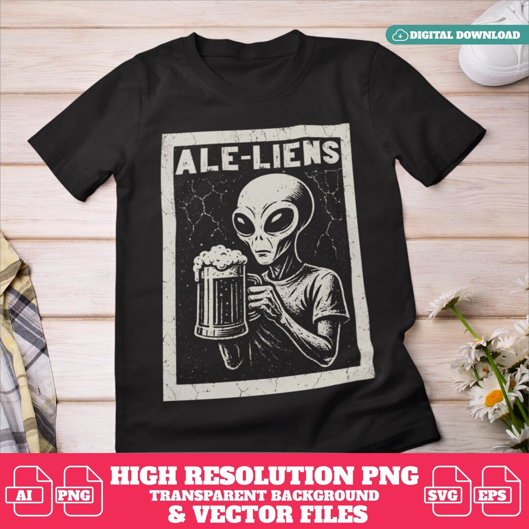 Alien Beer Clipart | Funny Alien SVG PNG | Ale-liens Graphic Design ...