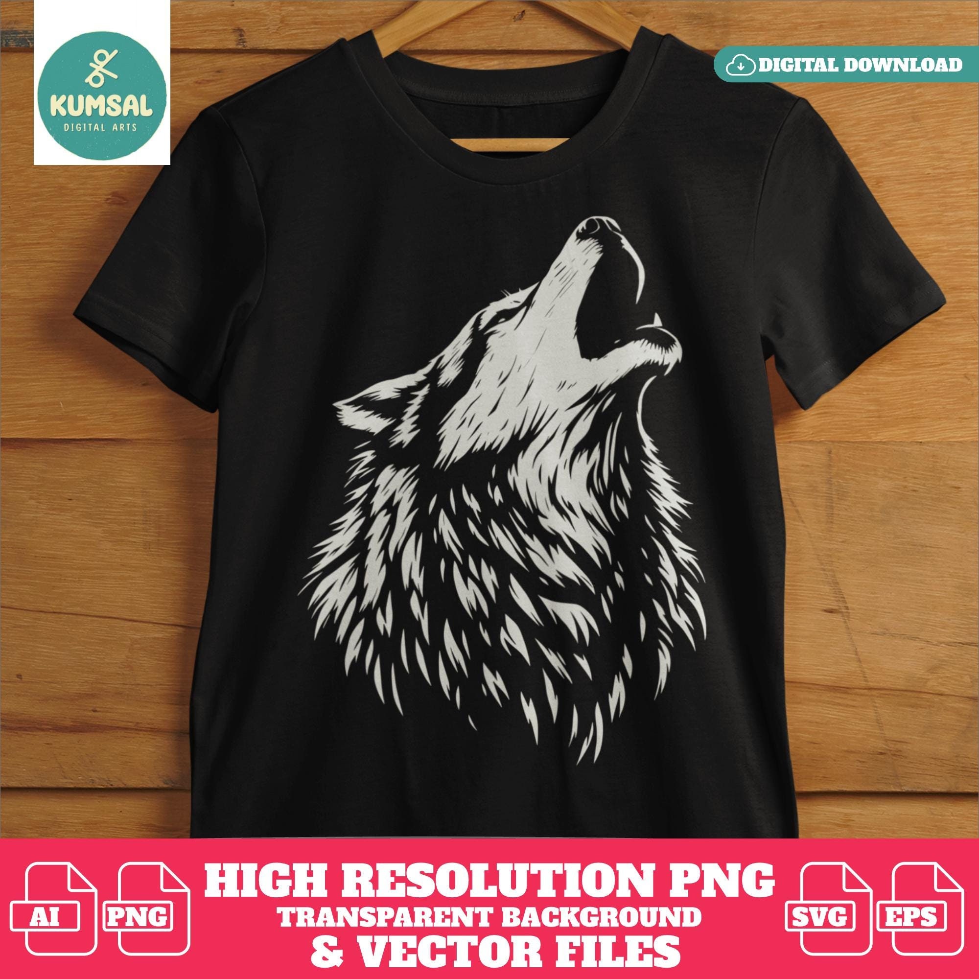 Howling Wolf SVG Design: Tribal Animal Clipart (Digital Download)