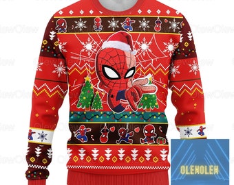 Spiderman Sweater, Spiderman Ugly Sweater, Spiderman Ugly Christmas Sweater, Spiderman Xmas Sweater, Spiderman Shirt