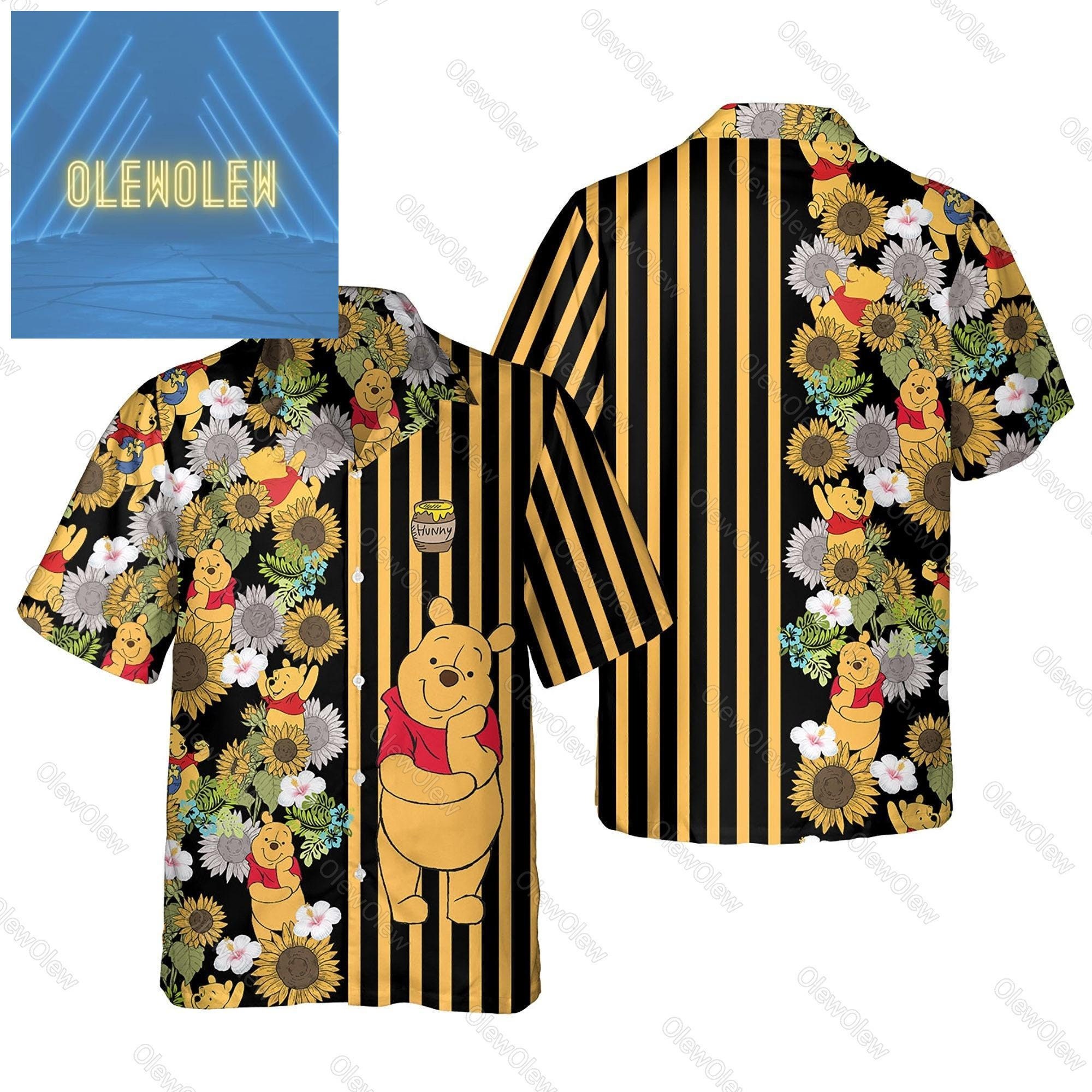 Pooh Shirt, Disney Winnie The Pooh Daisy Flower Hawaiian Shirt