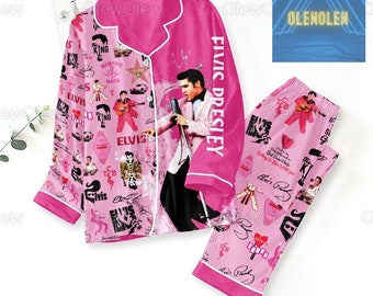 Elvis Presley Pajamas Set, Rock And Roll Pajamas Set, Elvis Presley Pajamas For Party, Elvis Presley Matching Pajamas Set, Gift For Fan
